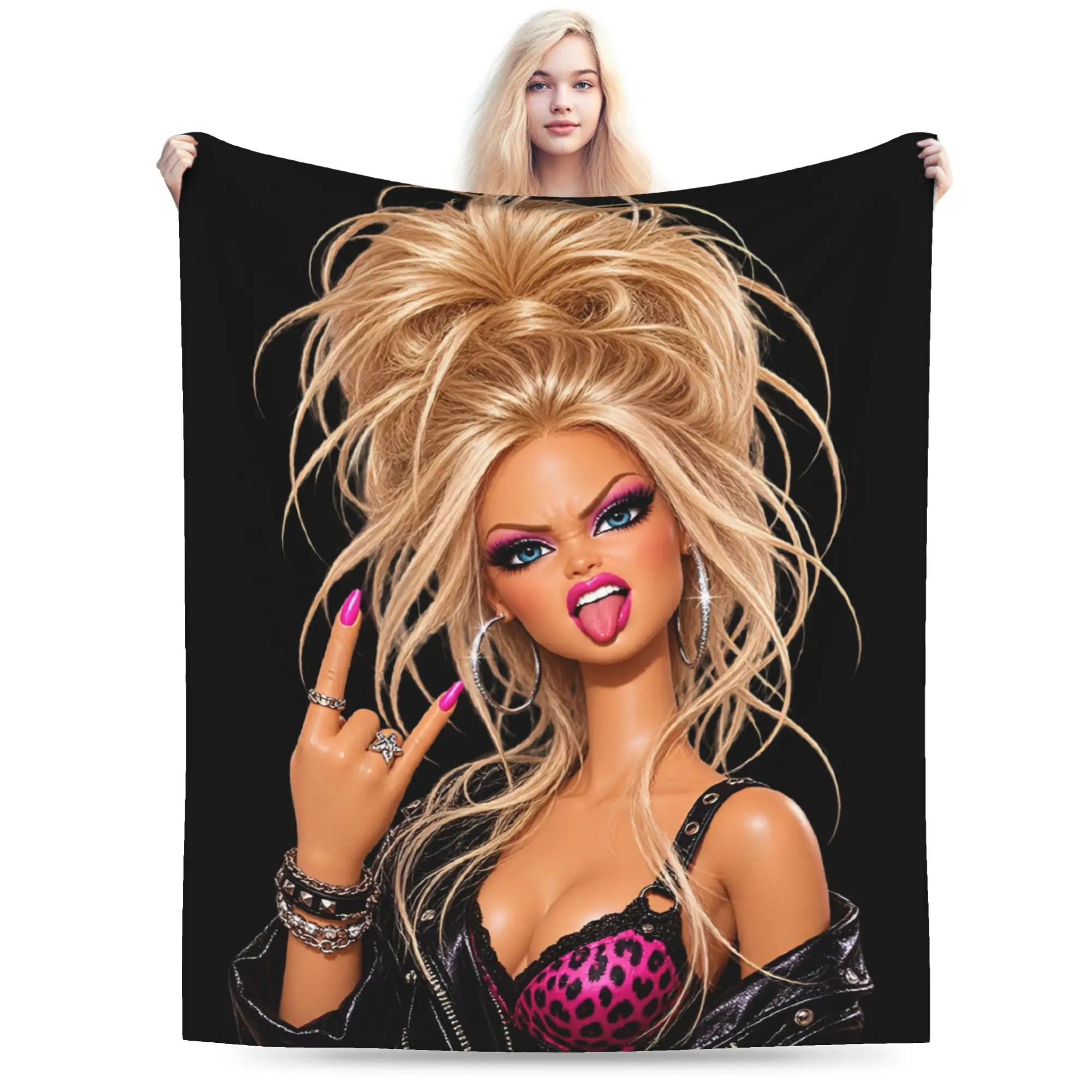 Blonde Doll Disheveled Doll Blankets Super Soft Coral Fleece Plush Healing Present  Throw Blanket Bedspread