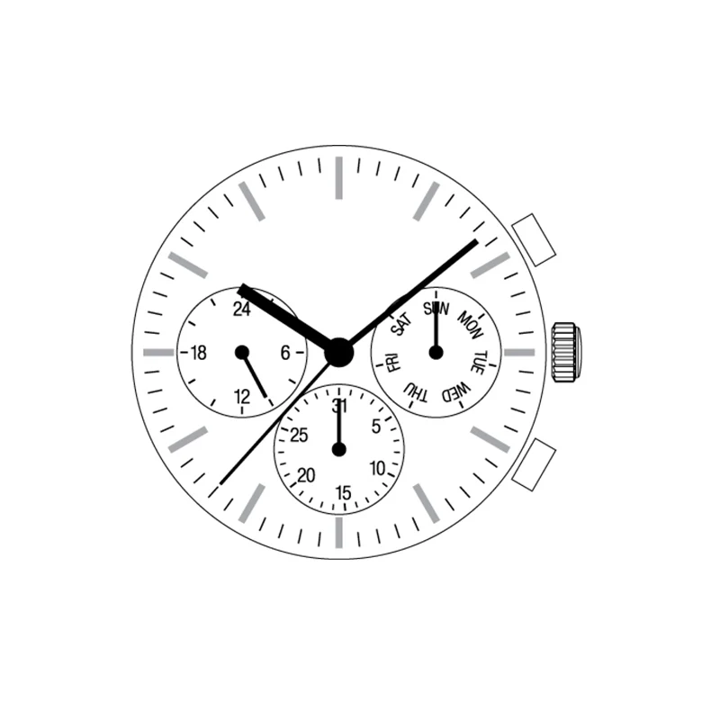 ساعة VX9JE متعددة الوظائف يابانية 3 عقارب مع تاريخ اليوم وعرض 24 ساعة 3/6/9 تخطيط قرص لصانعي الساعات #3