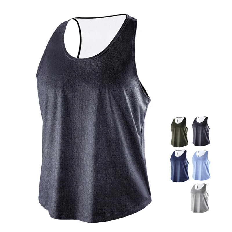 Beach Tank Top Men Sleeveless Shirts Running Sweatshirts Musculation Fitness Singlet Male Powerlifting Tracksuit Breathable Vest image 3