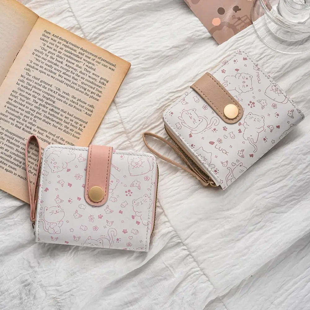 Fashion Cartoon Print Wallet Purse Portable Foldable Coin Purse PU Leather Zipper Wallet