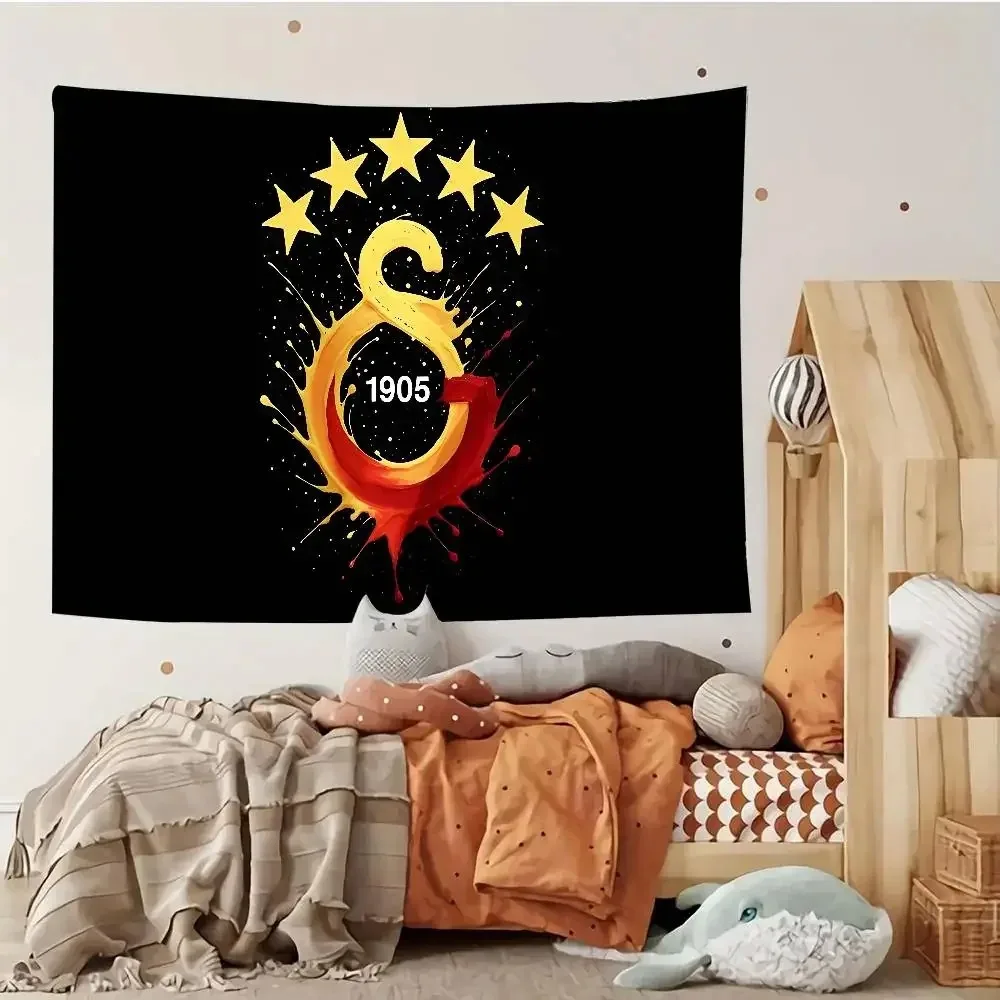 VIKAMA Sports Fan Tapestry Retro Club Flag Wall Art Vintage Red Yellow Design for Living Room Game Room Home Decor