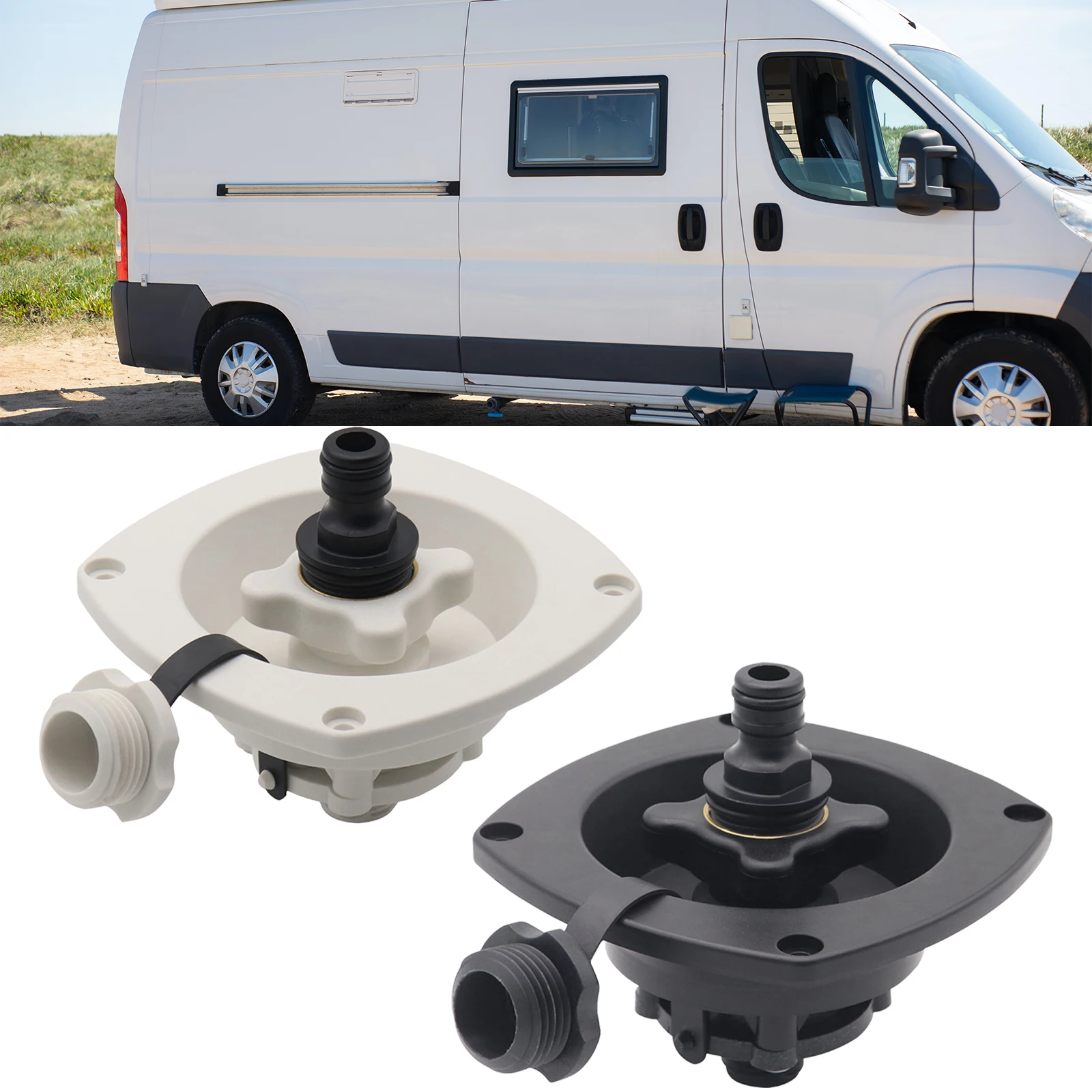 

Water Inlet Filler Cap ,Water Fill Inlet Built in Check Valve, Wall Mount Trailer Fill Dish for Caravans, RV Marine Trailer