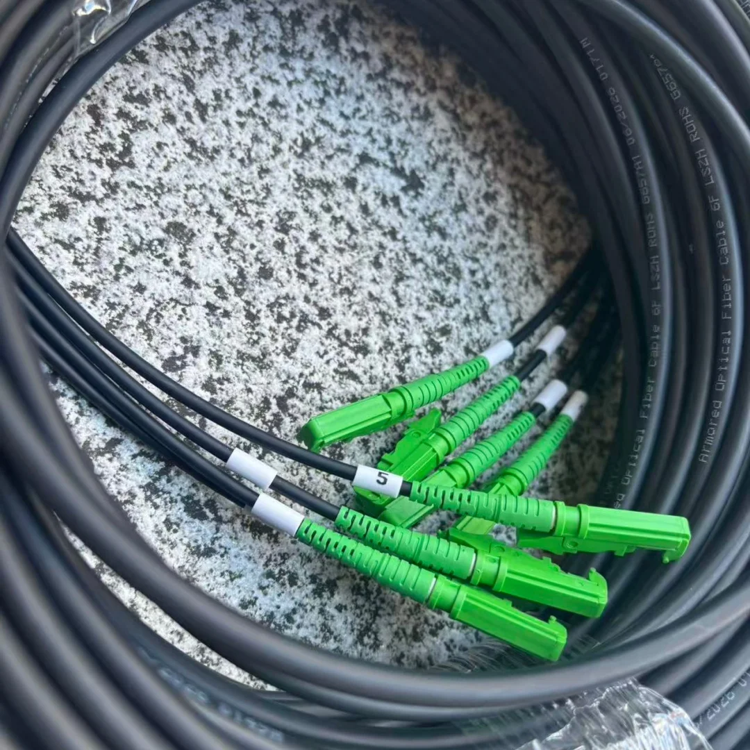 fiber patchcord 4 core Armored E2000/APC-E2000APC 4C 20m 50m 100m 300m 200mSinglemode 4 fibers optical jumper cable ftthELINK