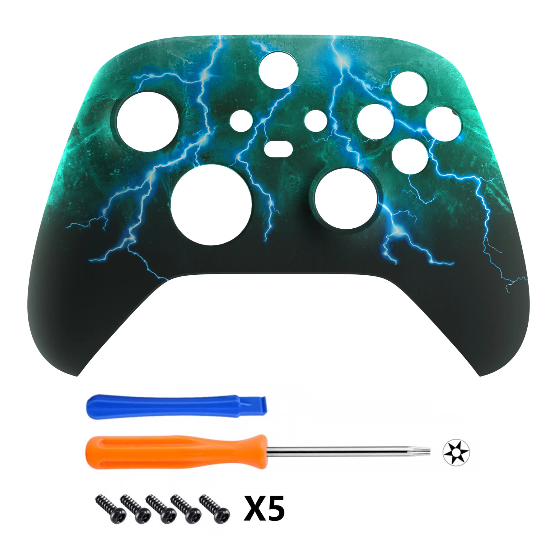 eXtremeRate vervangende frontbehuizing voor Xbox Series X & S-controller - Green Storm Thunder