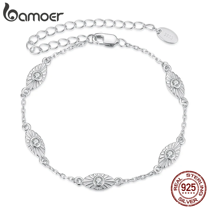 

Bamoer Evil Eye Bracelet 925 Sterling Silver Unique Zircon Eyes Design Bracelet Women Fine Jewelery