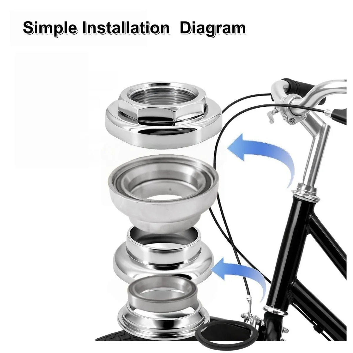 25,4 mm/1 Zoll und 28,6 mm/1-1/8 Zoll Gewinde-Käfiglager und Dichtungslager Fahrrad-Steuersatz für 30 mm/34 mm Steuerrohr, leichter Fahrrad-Steuersatz – Detail 19