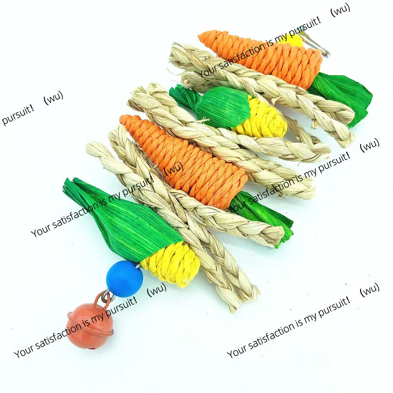 ZOCI-Parrot Chew Grind Teeth Bird  Hamster Rabbit Birds Swing Cage Hanging Accessory Handwoven Carrot Corn Vine Ball