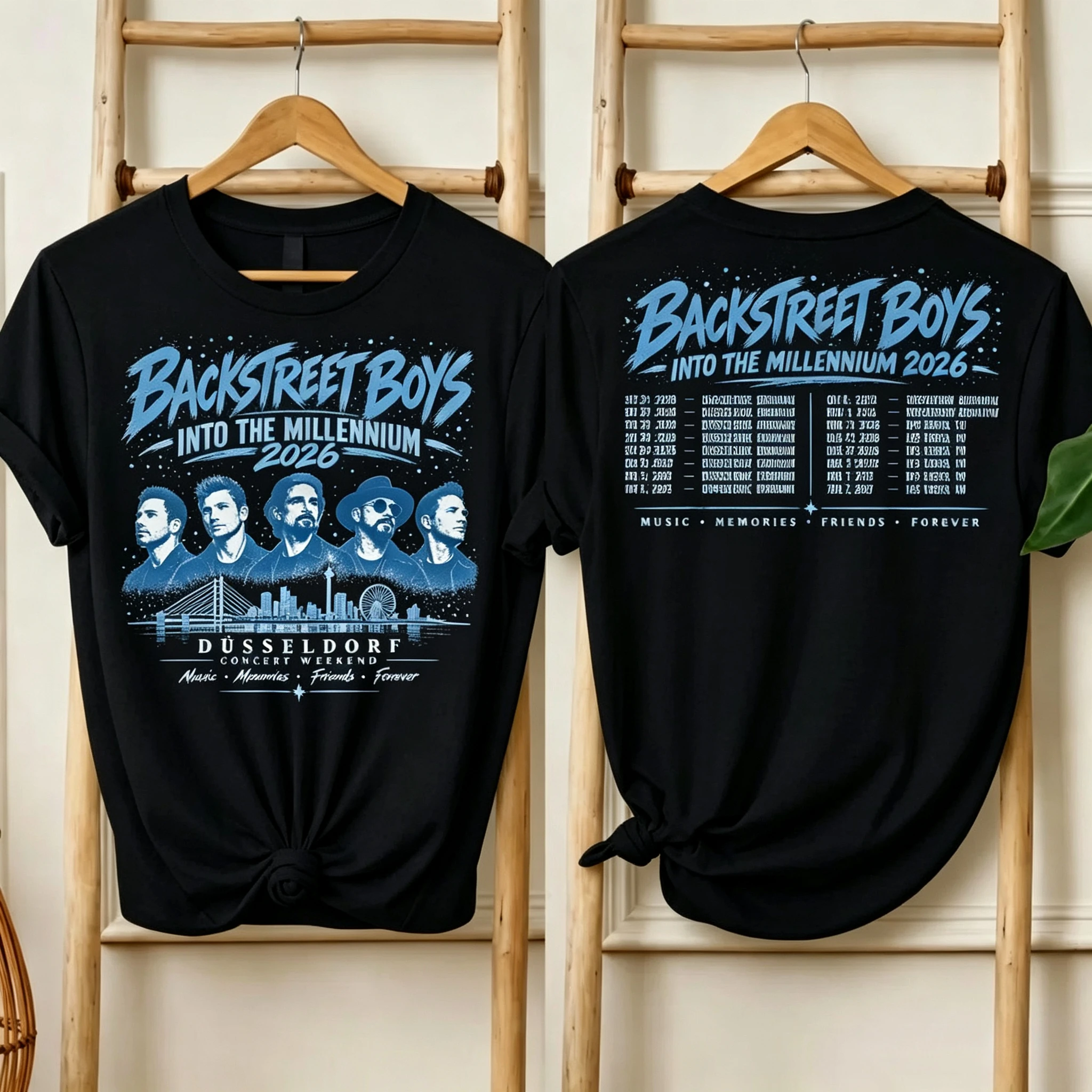 Backstreet Boys 2026 Tour Double Sided T-shirt Into The Millennium Dusseldorf Concert Graphic Tee Retro Pop Fan Short Sleeve