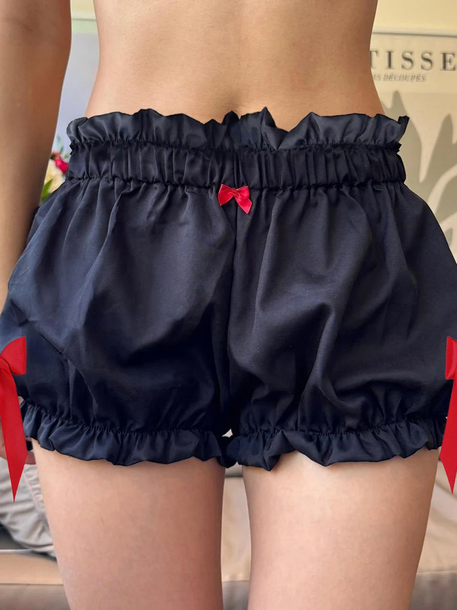 New Fashion Women Plaid Shorts Elastic Waist Bowknots Casual Shorts Summer Casual Bloomer Shorts Skin Friendly Hot Sale S M L