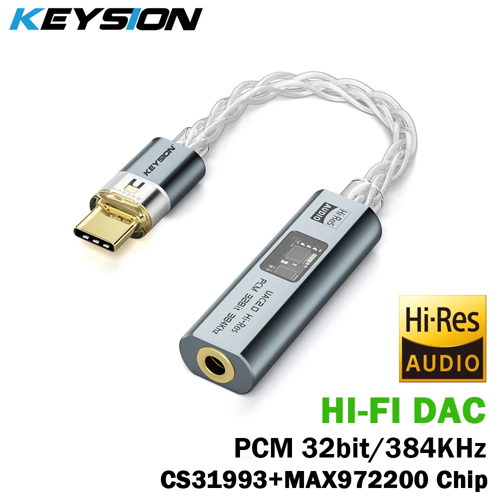 KEYSION Type-C до ЦАП 3,5 мм CX31993 MAX97220 Двухчиповый цифровой аудиоусилитель USB C UAC2.0 Hi-Fi аудиоадаптер AMP 32 бит 384 кГц KEYSION Type-C до ЦАП 3,5 мм CX31993 MAX97220 Двухчиповый цифровой аудиоусилитель USB C UAC2.0 Hi-Fi аудиоадаптер AMP 32 бит 384 кГц
