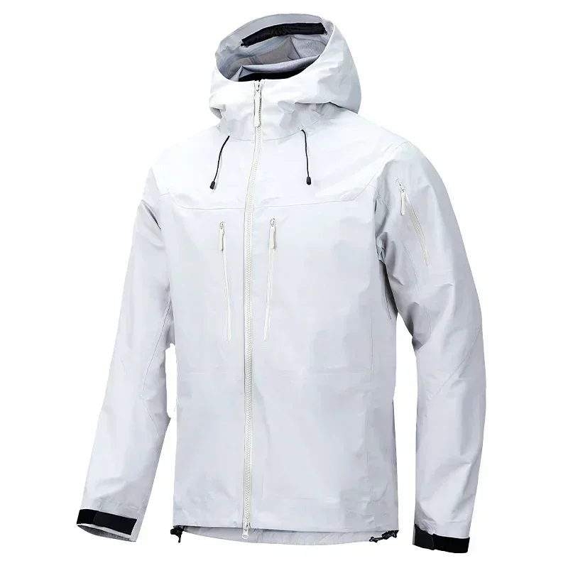 2024 Men's Sports Casual Soft-shell Zipper Pocket Water Repellent Windbreaker New Autumn Functional Camping Hooded Raincoat 3XL