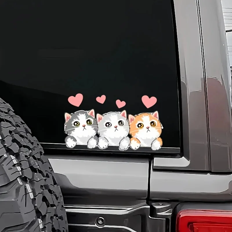 Adorable Cat Self-Adhesive Vinyl Bumper & Window Decal for Home, Life, and Animal Theme, Home Decoration, Indoor & Outdoor Use