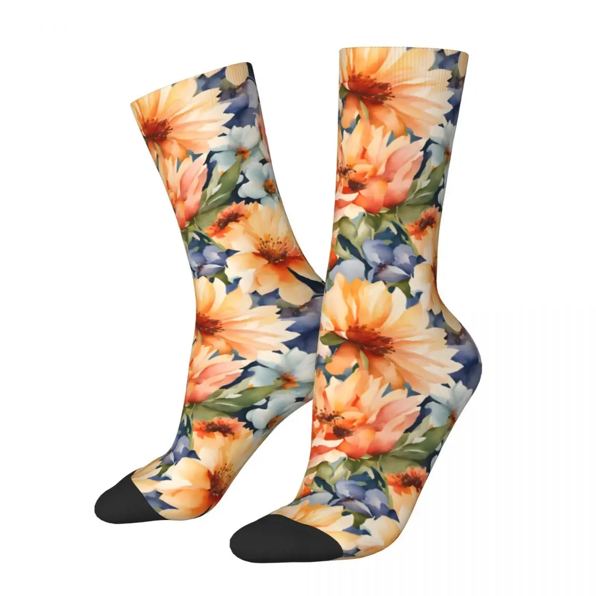 Flower Happiness Men's Socks Retro Harajuku Street Style Novelty Pattern Crew Sock