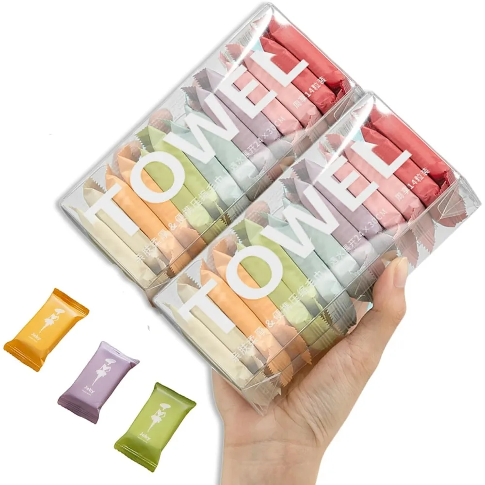 

Compact Travel Towels 28 Pack Highly Absorbent Reusable Face Wipes for Camping Hiking Outdoor