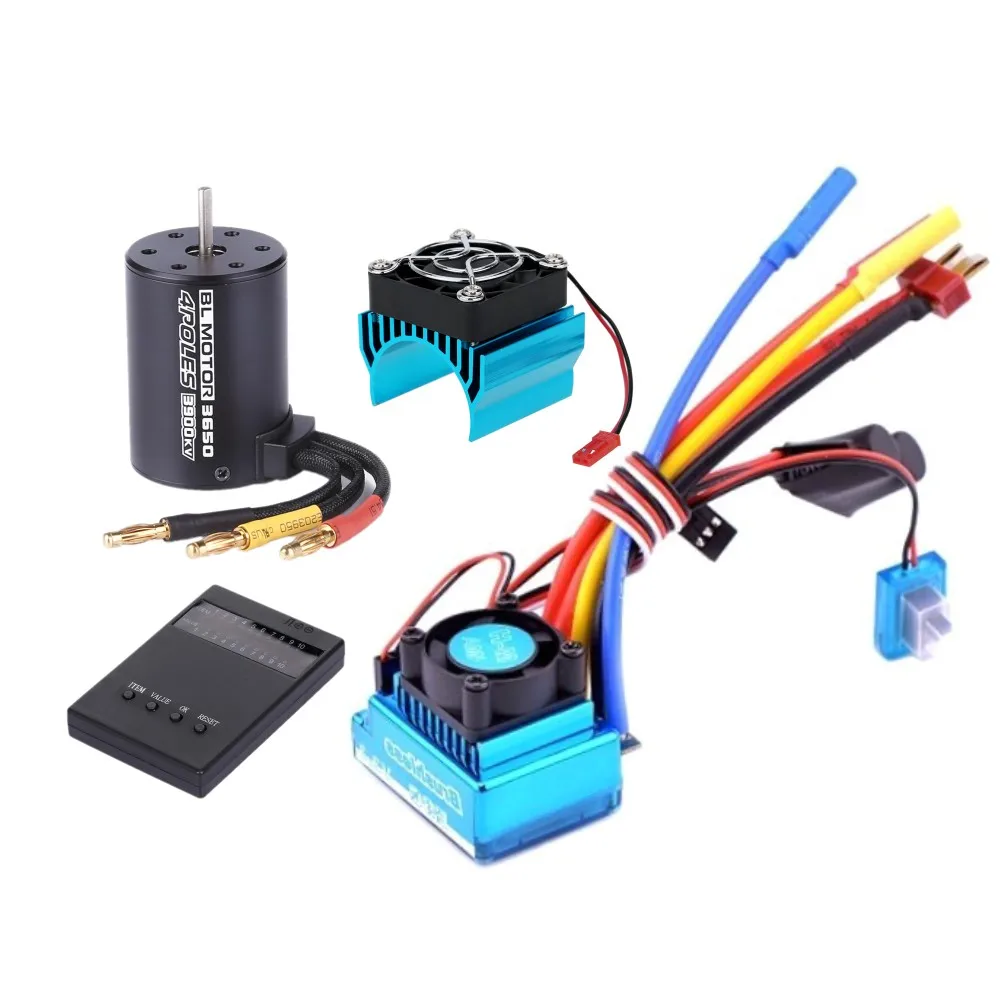 3650 3900KV Brushless Motor & 120A ESC Programming Card Combo for 1/10 RC Car RC Boat HSP HPI Tamiya Parts