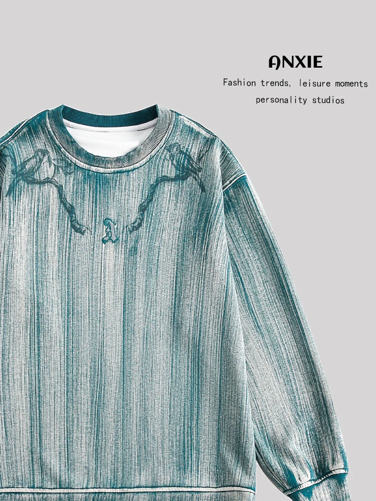 

ANXIE Стритвир | Свитшот с круглым вырезом | Свободный крой | Современный стиль | Парные комплекты для влюбленных | Полосатый узор