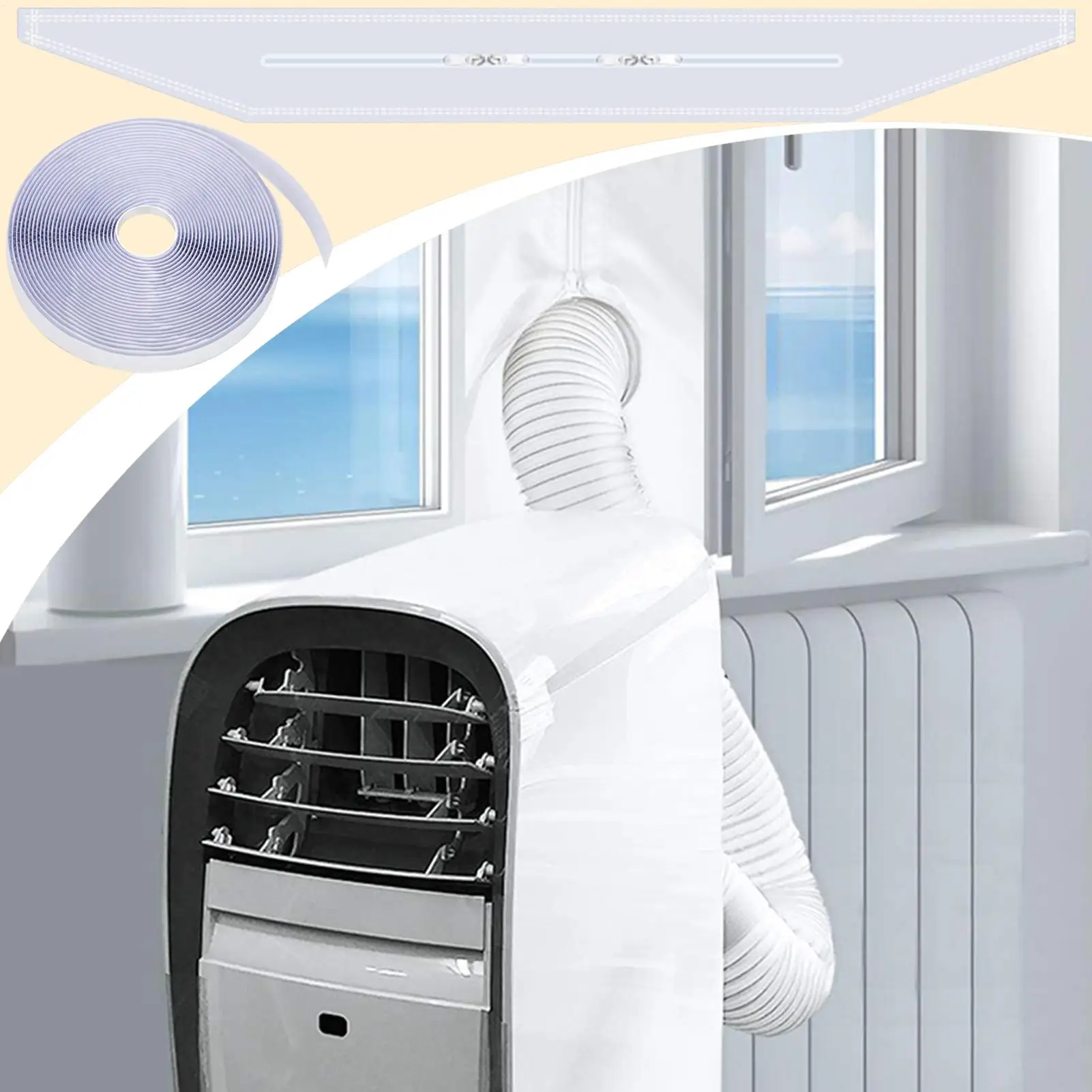 

Уплотнитель окна для портативного кондиционера без сверления, комплект уплотнений для оконного кондиционера, сменная тканевая перегородка, клейкая крышка для