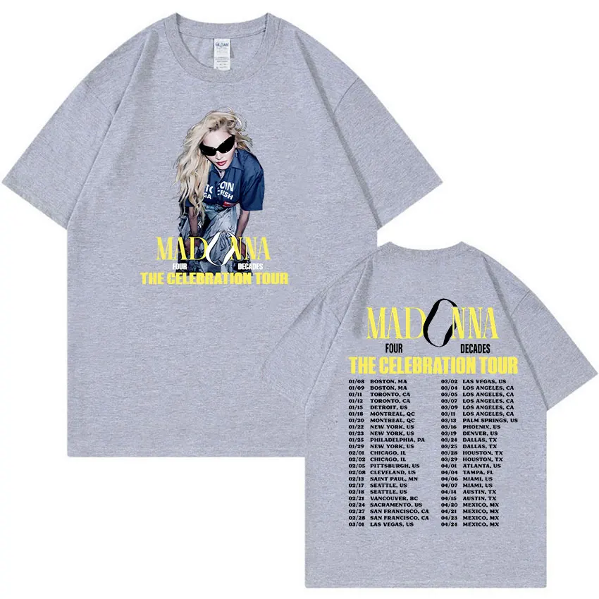 Madonna The Celebration Tour 2024 New Print T Shirt uomo donna Vintage Harajuku Fashion T-Shirt 100% cotone oversize T-Shirt