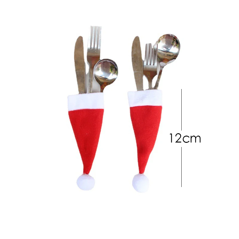 Christmas Small Hats Non-Woven Hats, Knife and Fork Sets, Wine Bottle Decoration Supplies, 6x12cm, 10 Pcs, 20Pcs