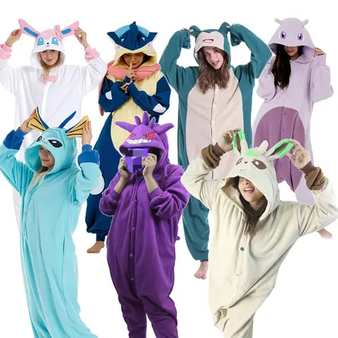 TAKARA TOMY Pokemon Costume Kigurumi Onesie Mewtwo Snorlax Greninja Gengar Cosplay Halloween Adult Anime Eevee Pajamas Pijama