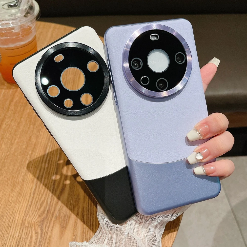 

For Huawei Honor Magic 7 Pro 6 5 Pro Luxury All-inclusive Lens Protection Phone Case, Simple Color Blocking Shockproof Cover
