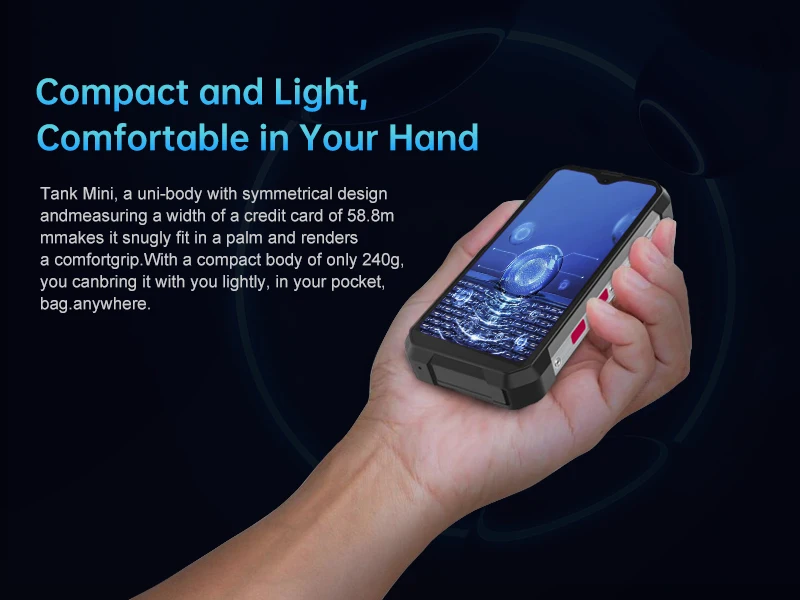 Unihertz 8849 Tank Mini Rugged Smartphone 4.3 Inch Small Cell Phone 24GB+256GB Android 13 5800mAh 100MP Cameras IP68/IP69K Phone