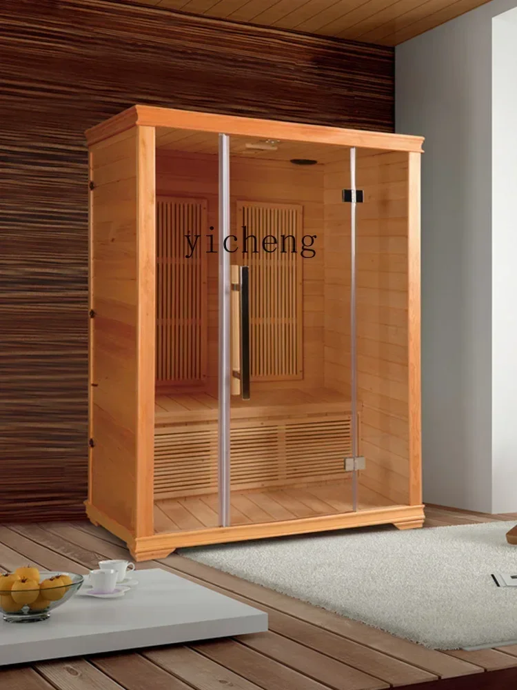 LYY double sweat room fumigation sauna room household infrared light wave solid wood sauna box