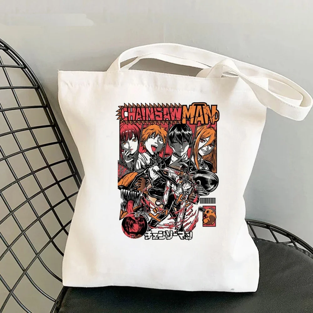 Chainsaw Man tote bag shopping shopper canvas  personnalisable bolsas de tela femme