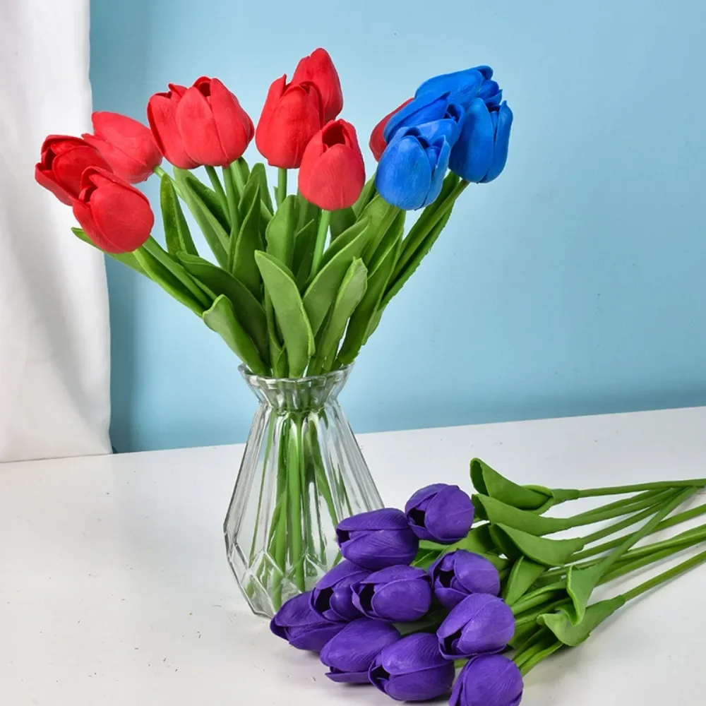 10pcs Tulip Artificial Flowers True Touch Fake Flowers Party Family Wedding Decorative Bouquet Mother\'s Day Valentine\'s Day Gift