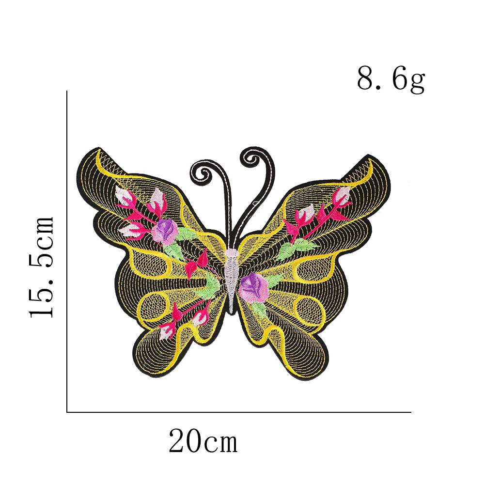 Chinesischer Stil, floraler Schmetterlings-Stickerei-Aufnäher mit hohlem Rand, zum Aufbügeln für Jeansjacken, Qipao-Kleidung, zur Reparatur von Löchern und zur Dekoration – Detail 6