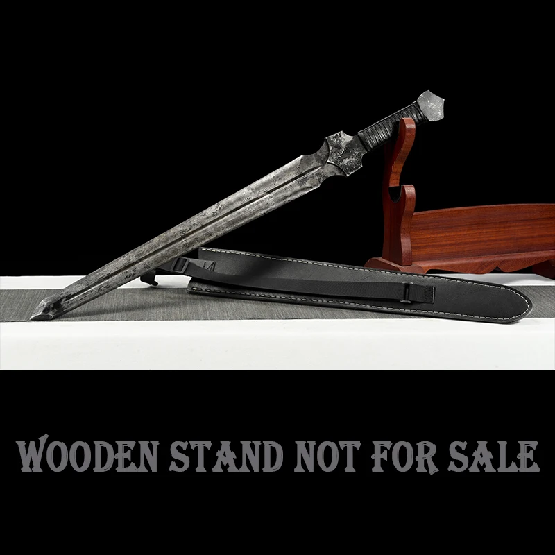 Tactical Fantasy Training Sword,Full Size Blades,  Zombie Blade, Spring Steel Blade,W/PU Sheath, Outdoor Knife