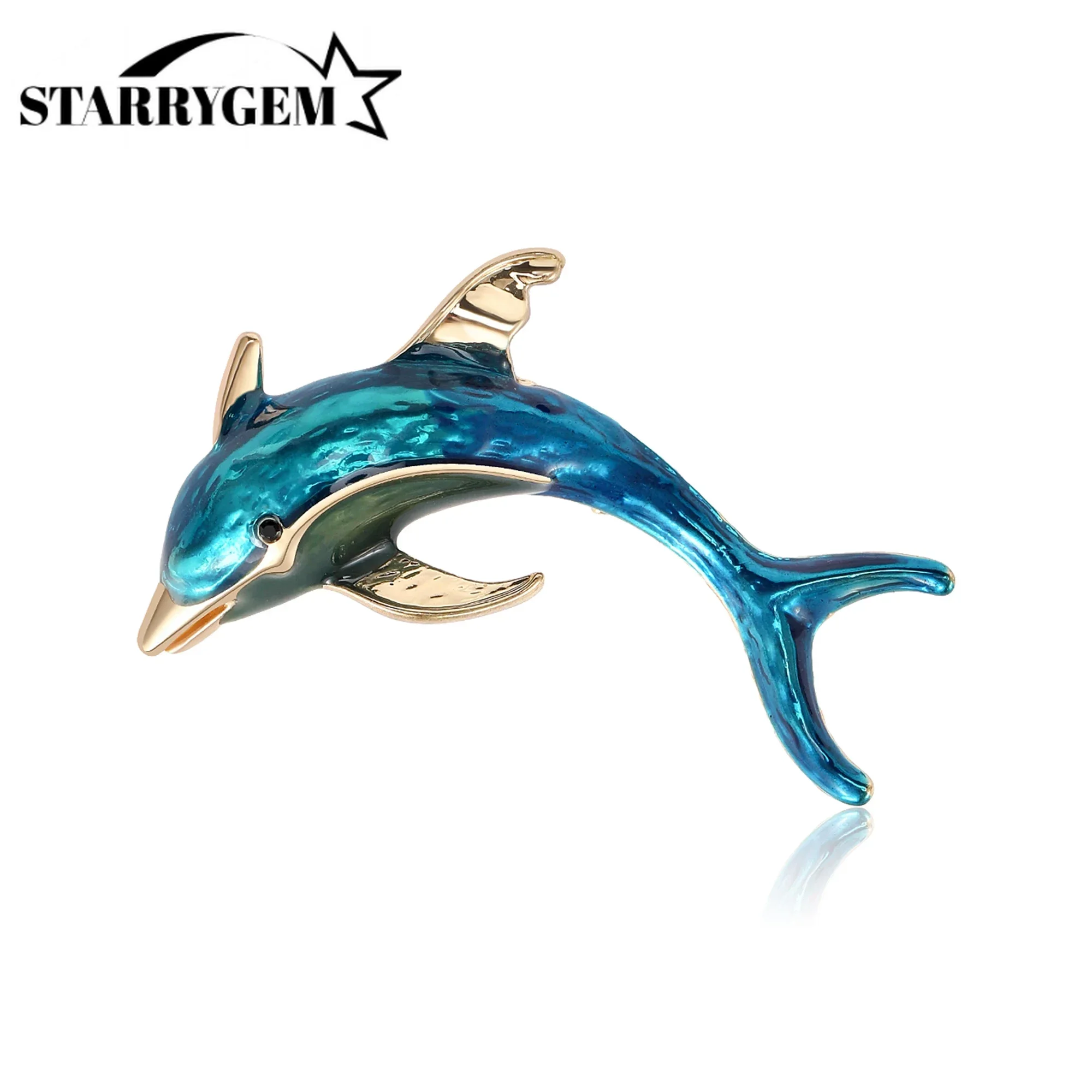 Fashionable Enamel Dolphin Brooches for Women Unisex Animal Pins Office Party Friend Gifts Accessories