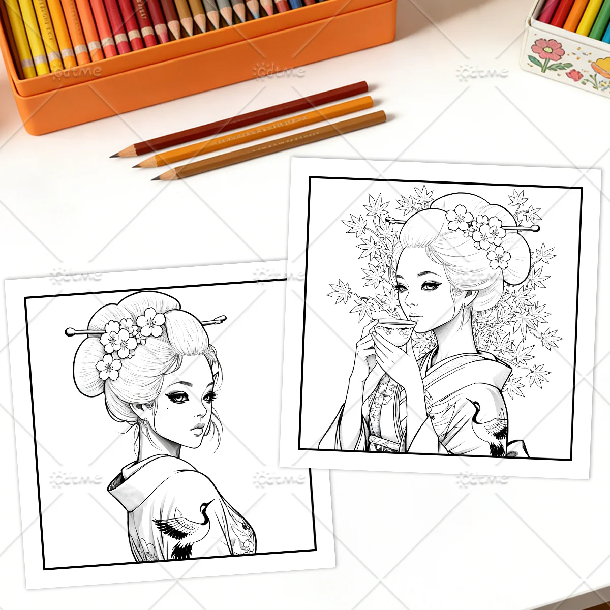 大人向けの和風女の子塗り絵ブック、リラックスできる簡単な漫画 - Photography Of Book のレビューと価格