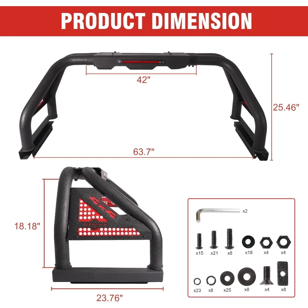 フルサイズピックアップトラック用ロールバー、調整可能なスポーツチェイスラックロールバー、フォードF-150/F-250/F-350、ラム1500/2500/対応