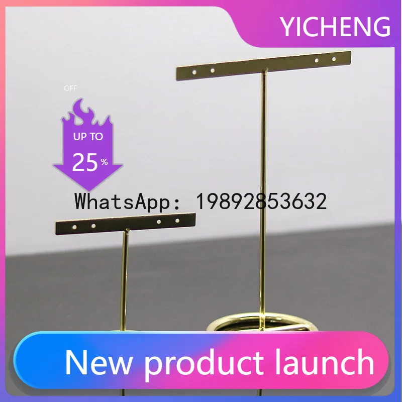 

Metal Storage Rack Geometric Hook Earrings Necklace Golden Jewelry Display Stand Desktop Storage Container Home Decoration