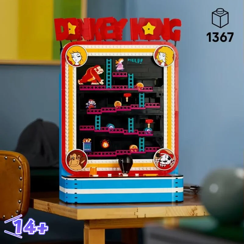 Popular Games Retro Gaming Console Donkey Kong Maze Arcade Building Block Model Toy Birthday Ornament Gift 1371pcs