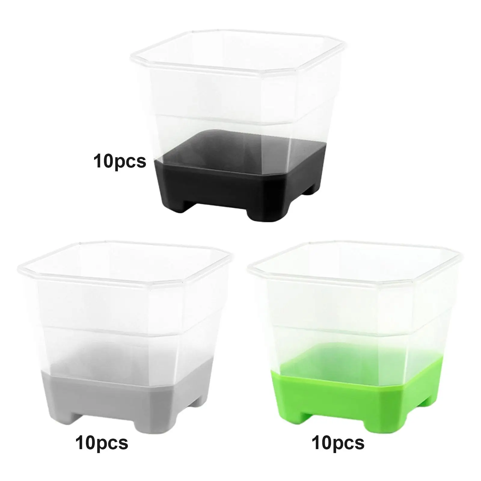 10 Pieces Nursery Pots Planting Pots Reinforced Clear,Reusable,Square Seed