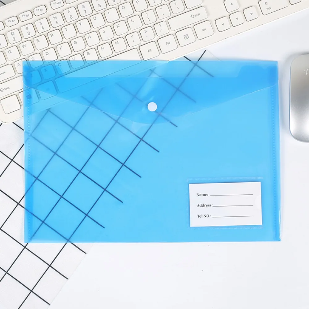 

1Pcs with Label Pocket A4 Binder Pocket Clear Snap Button Document Files Folders Plastic Transparent Envelope Popper Wallets