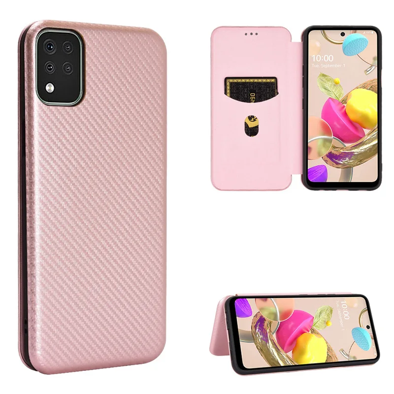 

Чехол для LG K42, роскошный флип-чехол из углеродного волокна, магнитный адсорбционный чехол для телефона, сумки для телефона, чехол Funda