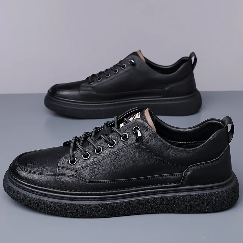 

Men's 2026 New Arrival Fleece-Lined Cotton Sneakers Trendy Korean Style Casual Leather Shoes Fashion Men's Shoes