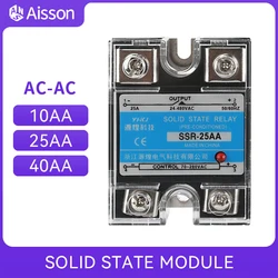 SSR-10AA 25AA 40AA Single Phase AC Controlled AC SSR Solid State Relay With Plastic Dust Cover Heat Sink 220V 10A 25A 40A