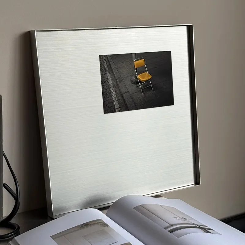 Stainless steel metal picture frame niche i wall hanging high-end living room study B & B hotel decoration