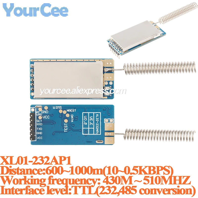 2pcs/1pc SI4432 Wifi Wireless Serial Transceiver Receiver Board Module 433MHz-510MHZ 600~1000m UART TTL XL01-232AP1