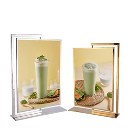 A4/A5 Metal Rotating Menu Paper Sign Holder Display Stand Wedding Shelf Metal Photo Picture Frame Display Board Price List