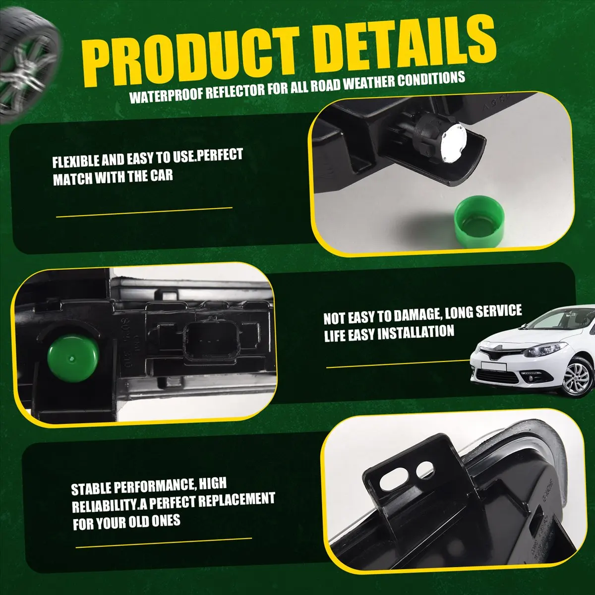 

Эффективный автомобильный передний левый светодиодный противотуманный фонарь DRL для Renault Fluence 2014+, автоматические фары дальнего света, дневные ходовые огни, лампа бампера