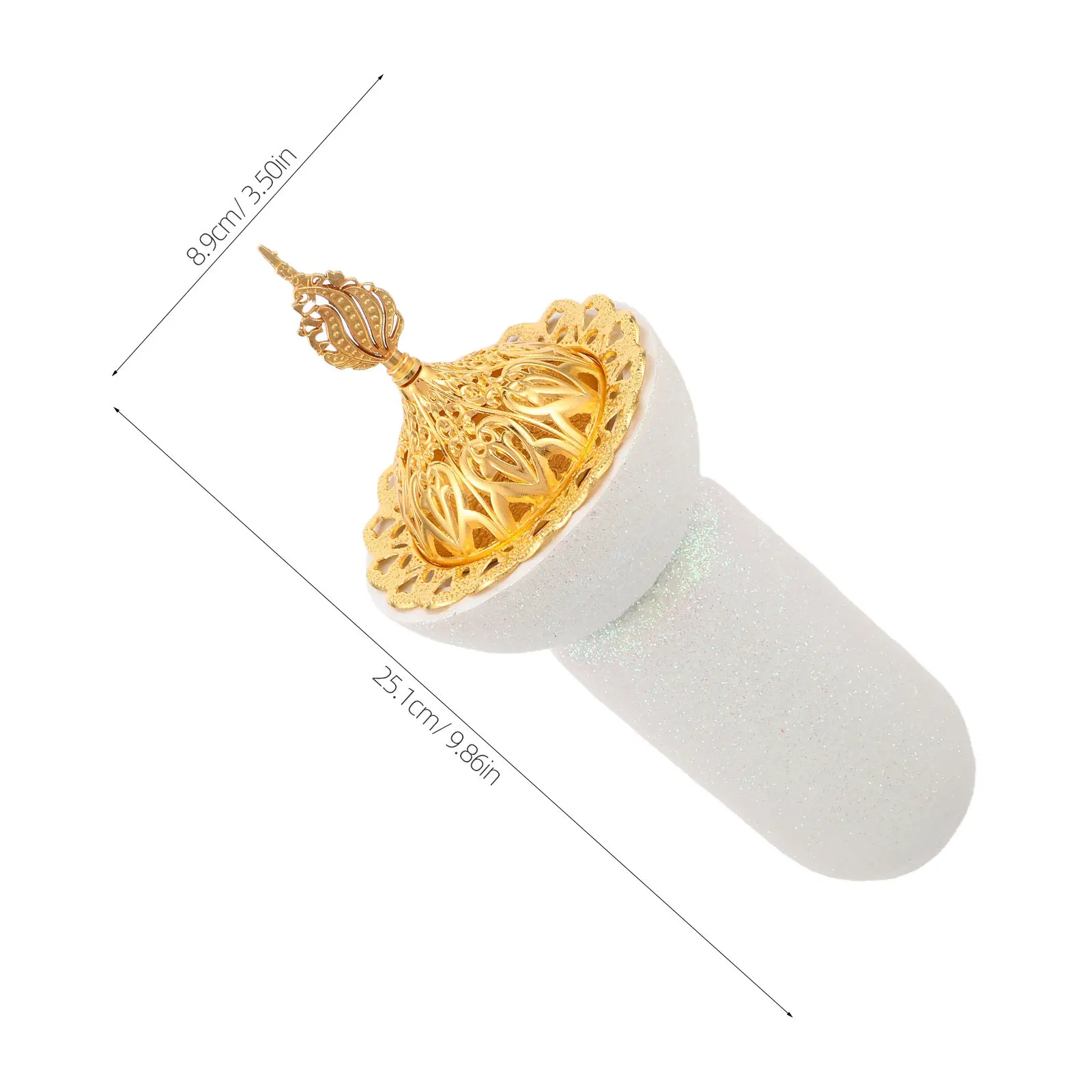 Frankincense Incense Burner White Ceramic Portable Bakhoor Holder Sequin Handle for Home Aromatherapy Meditation Yoga Spa Office