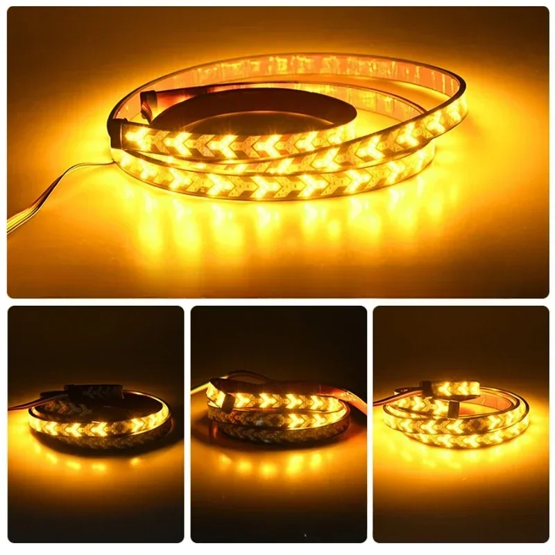 Multifunctional Modification Universal LED Warning Light Fish Bone  Tail Lights High Brightness Flowing Water Brake Turn Signal