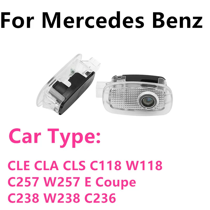 2PCS For Mercedes Benz CLA C118 W118 CLS C257 A238 C238 A207 W218 W219 Car door welcome light Emblem Lamps