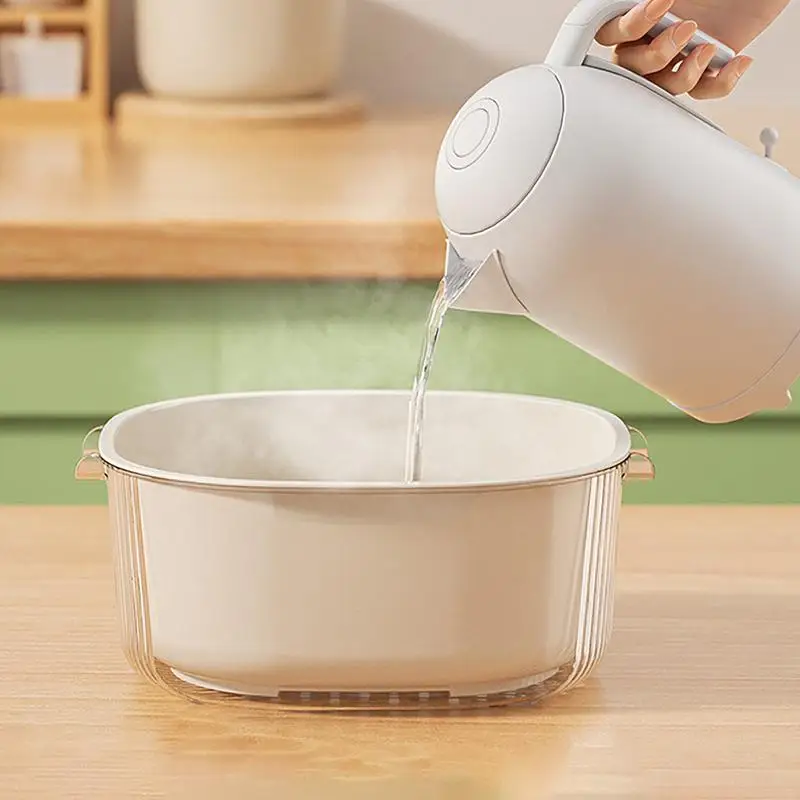 Fruit Strainer Bowl Household Kitchen Draining Basket Portable Dishwasher Safe Colander Thickened Food Strainers For Storage