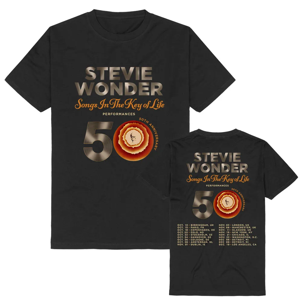 Stevie Wonder Songs in The Key of Life 50th Anniversary Tour T-shirt Cotton Soft Unisex Streetwear Short Sleeve Women Men Tshirt